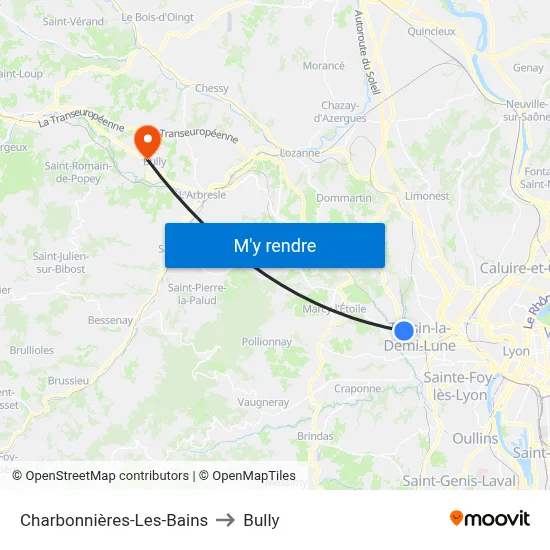Charbonnières-Les-Bains to Bully map
