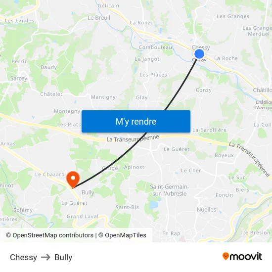 Chessy to Bully map