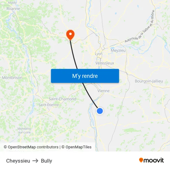Cheyssieu to Bully map