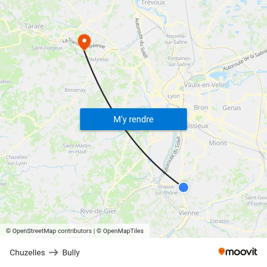 Chuzelles to Bully map