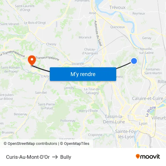 Curis-Au-Mont-D'Or to Bully map