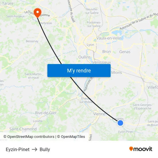 Eyzin-Pinet to Bully map