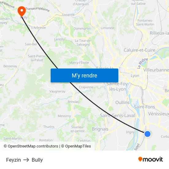 Feyzin to Bully map