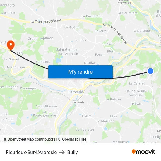 Fleurieux-Sur-L'Arbresle to Bully map
