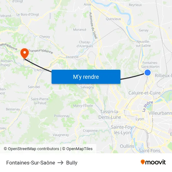 Fontaines-Sur-Saône to Bully map
