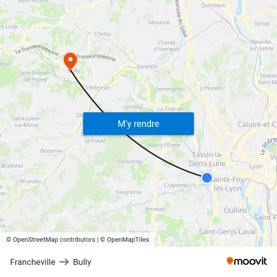 Francheville to Bully map