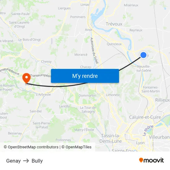 Genay to Bully map