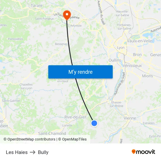 Les Haies to Bully map