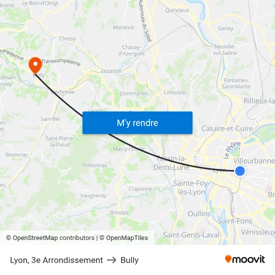 Lyon, 3e Arrondissement to Bully map