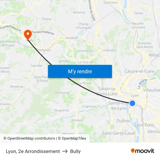 Lyon, 2e Arrondissement to Bully map