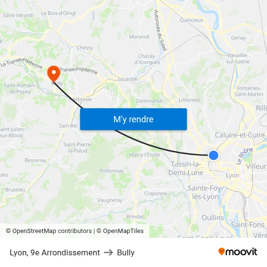 Lyon, 9e Arrondissement to Bully map