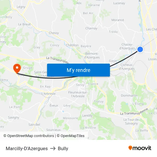 Marcilly-D'Azergues to Bully map