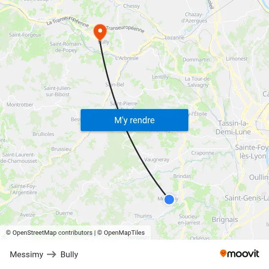 Messimy to Bully map