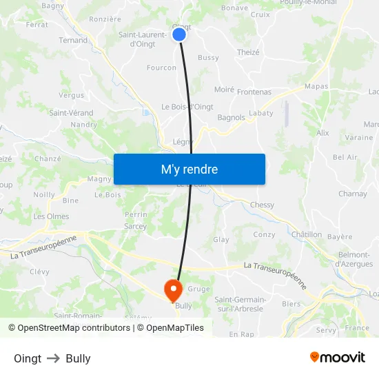 Oingt to Bully map