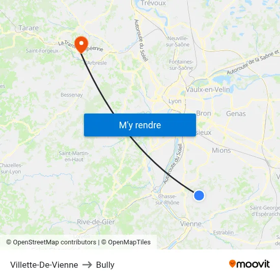 Villette-De-Vienne to Bully map