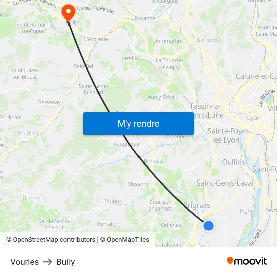 Vourles to Bully map