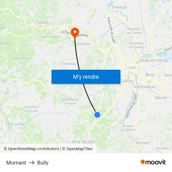 Mornant to Bully map