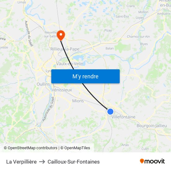 La Verpillière to Cailloux-Sur-Fontaines map
