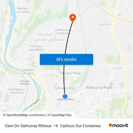 Gare De Sathonay-Rillieux to Cailloux-Sur-Fontaines map