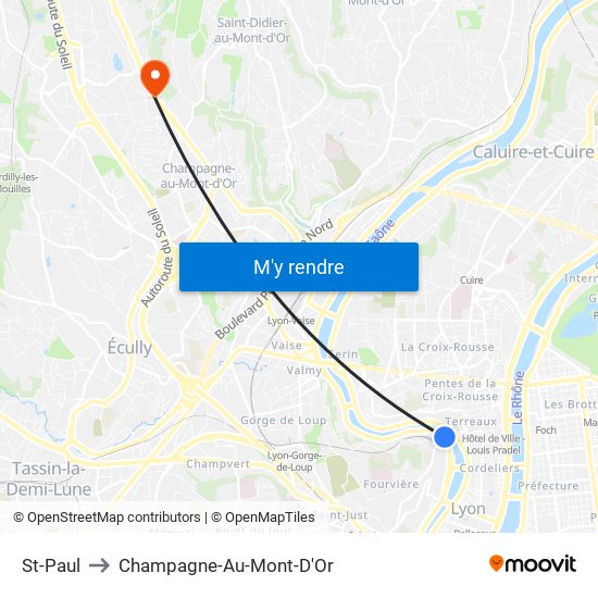 St-Paul to Champagne-Au-Mont-D'Or map