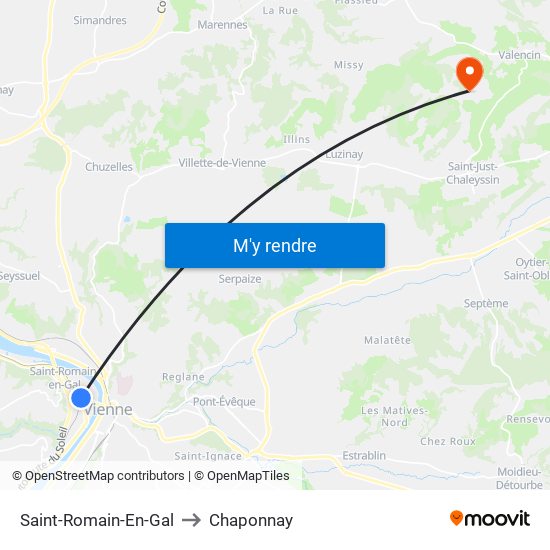 Saint-Romain-En-Gal to Chaponnay map