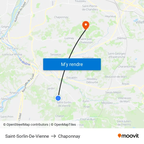 Saint-Sorlin-De-Vienne to Chaponnay map