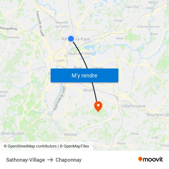 Sathonay-Village to Chaponnay map