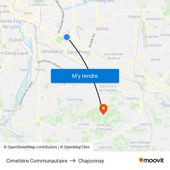 Cimetière Communautaire to Chaponnay map