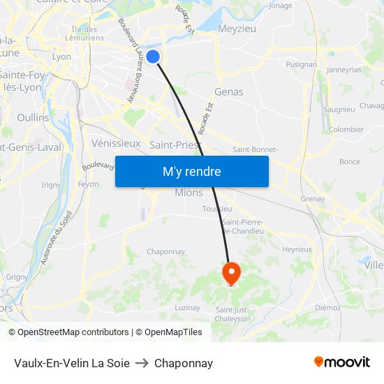 Vaulx-En-Velin La Soie to Chaponnay map