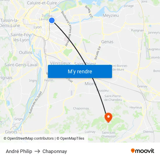 André Philip to Chaponnay map