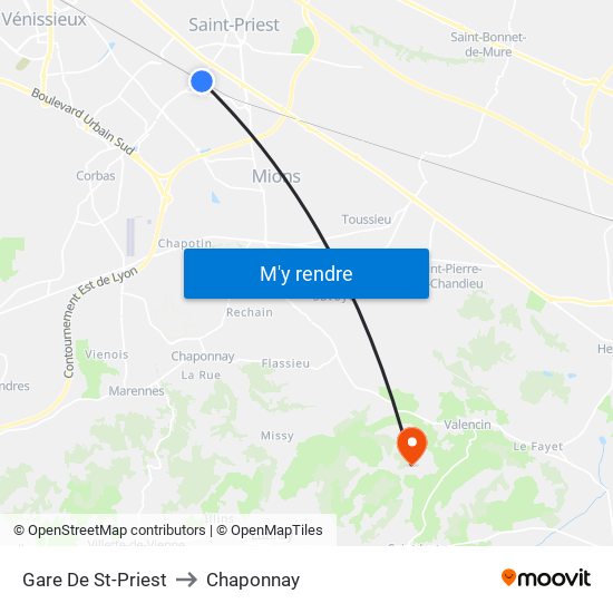 Gare De St-Priest to Chaponnay map