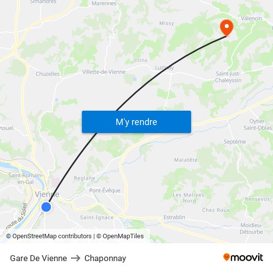 Gare De Vienne to Chaponnay map