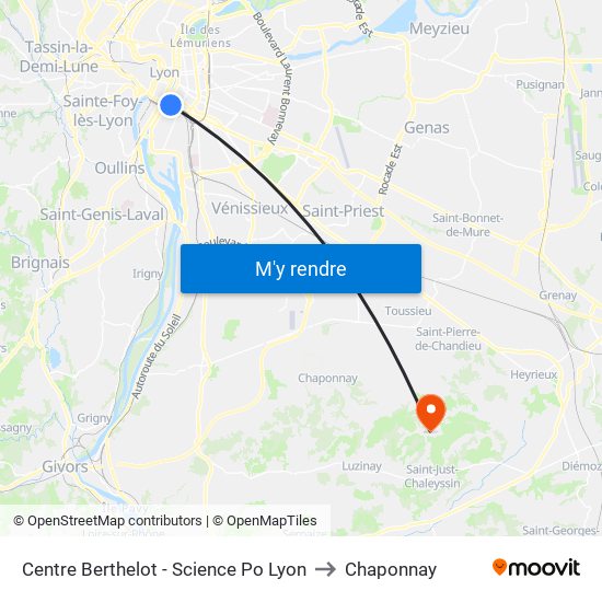 Centre Berthelot - Science Po Lyon to Chaponnay map