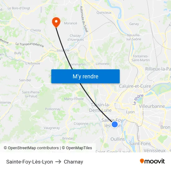 Sainte-Foy-Lès-Lyon to Charnay map