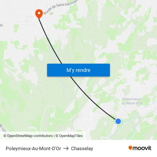 Poleymieux-Au-Mont-D'Or to Chasselay map