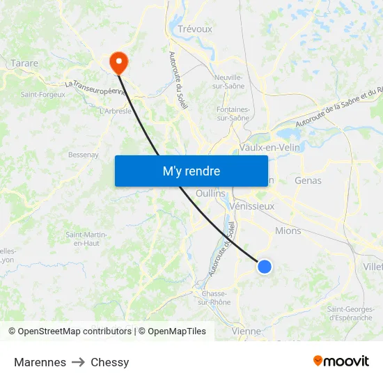 Marennes to Chessy map