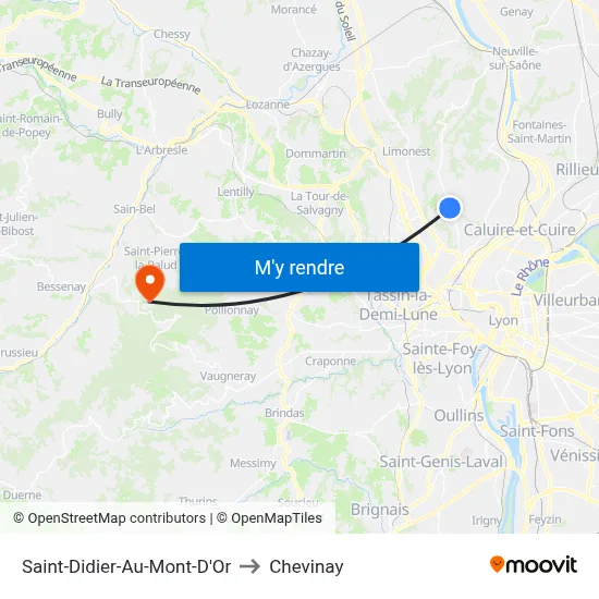 Saint-Didier-Au-Mont-D'Or to Chevinay map