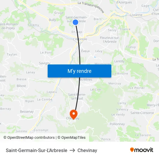 Saint-Germain-Sur-L'Arbresle to Chevinay map