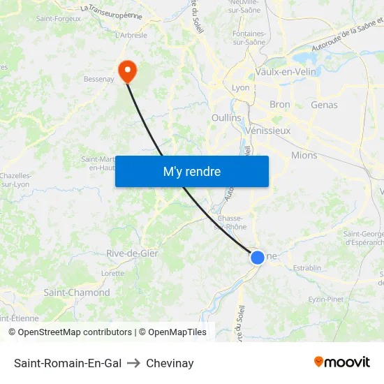 Saint-Romain-En-Gal to Chevinay map