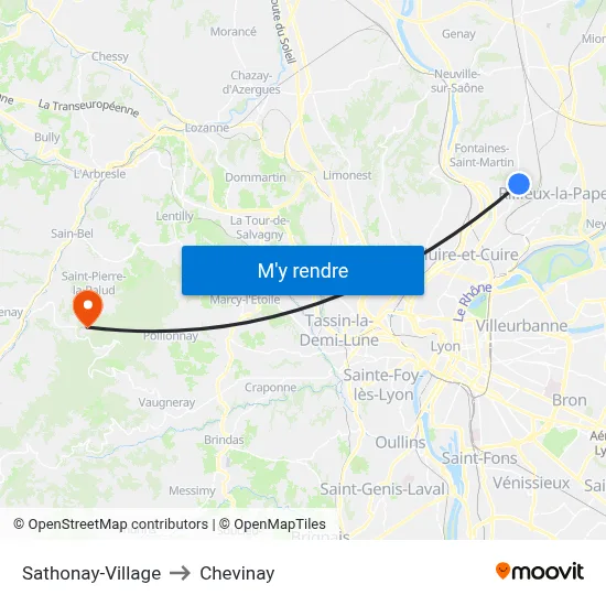 Sathonay-Village to Chevinay map