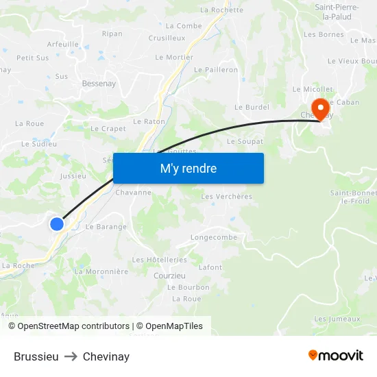 Brussieu to Chevinay map