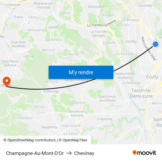 Champagne-Au-Mont-D'Or to Chevinay map