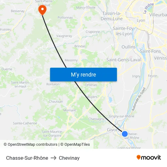 Chasse-Sur-Rhône to Chevinay map