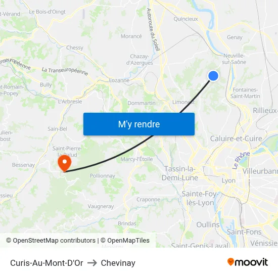 Curis-Au-Mont-D'Or to Chevinay map