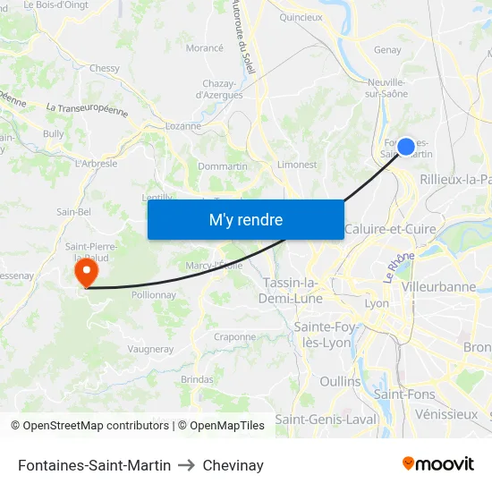 Fontaines-Saint-Martin to Chevinay map