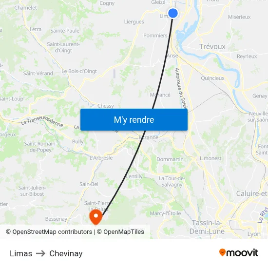Limas to Chevinay map