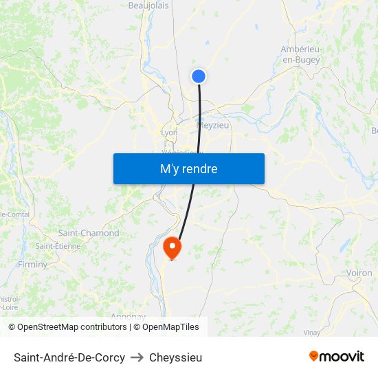 Saint-André-De-Corcy to Cheyssieu map