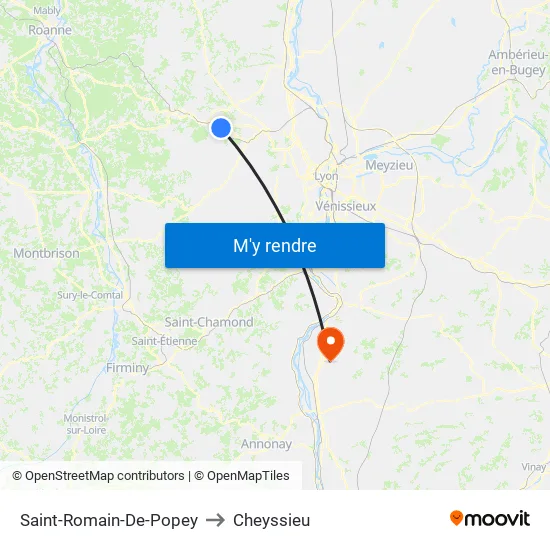Saint-Romain-De-Popey to Cheyssieu map