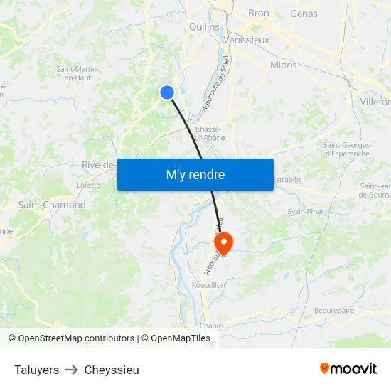 Taluyers to Cheyssieu map