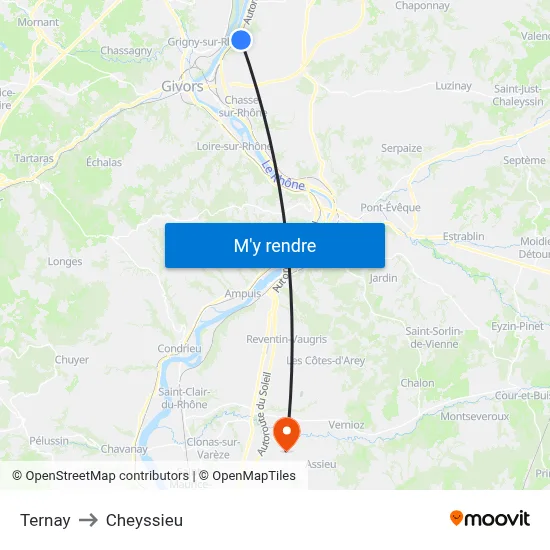 Ternay to Cheyssieu map